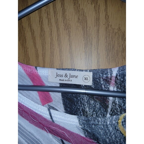 Jess & Jane Top White Abstract Print Womens XL Asymmetric Cut Out USA - Picture 3 of 12